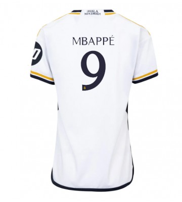 Real Madrid Kylian Mbappe #9 Primera Equipación Mujer 2023-24 Manga Corta